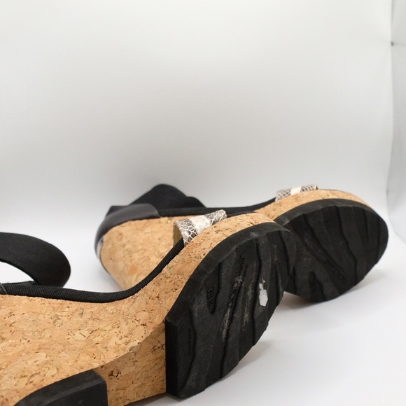 Jimmy Choo Neston Snake Cork Wedge Sandals 38.5 Black Snakeskin Leather - Picture 11 of 16